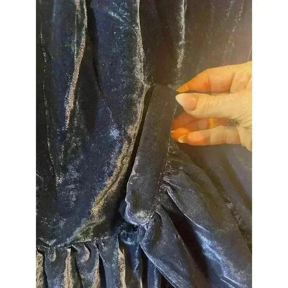 Free People Womens Estella Velvet Mini Dress Tunic Blue 60s Boho Size Small - Picture 8 of 11